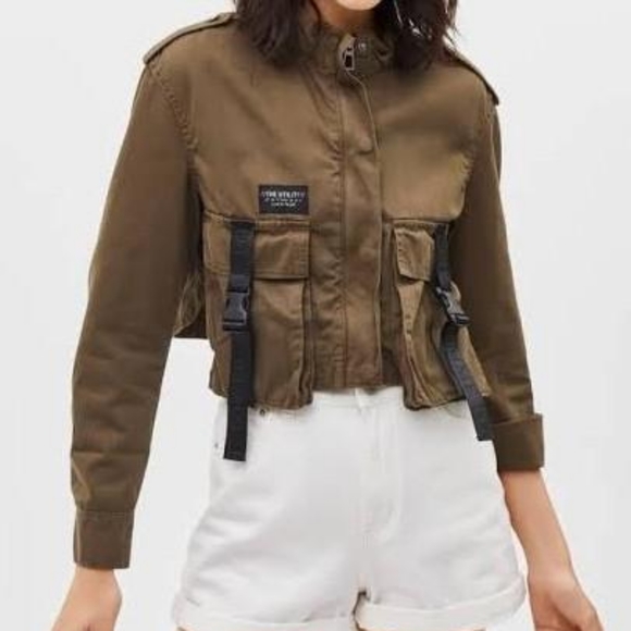 Bershka Cropped Utility Jacket - Picture 1 of 5